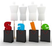 Продажа для одежды иллюстрации 3D на белизне Стоковые Фотографии RF Продажа для одежды иллюстрации 3D на белизне Стоковые Фотографии RF
