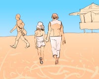 Прогулки бабушки и внучки вдоль пляжа бесплатная иллюстрация Прогулки бабушки и внучки вдоль пляжа бесплатная иллюстрация