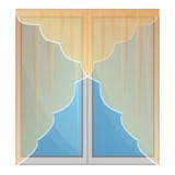 Прозрачные занавесы окна значок, стиль мультфильма иллюстрация штока Прозрачные занавесы окна значок, стиль мультфильма иллюстрация штока