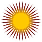 Простое плоское зажим-искусство солнца, значок солнца с нервной короной иллюстрация вектора Простое плоское зажим-искусство солнца, значок солнца с нервной короной иллюстрация вектора