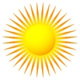Простое плоское зажим-искусство солнца, значок солнца с нервной короной иллюстрация штока Простое плоское зажим-искусство солнца, значок солнца с нервной короной иллюстрация штока