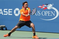 Профессиональный теннисист Маркос Baghdatis Кипра в действии во время США раскрывает спичку 2016 круглую 4 стоковое фото Профессиональный теннисист Маркос Baghdatis Кипра в действии во время США раскрывает спичку 2016 круглую 4 стоковое фото
