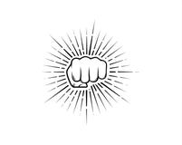 Пунш кулака с sunburst иллюстрация вектора Пунш кулака с sunburst иллюстрация вектора