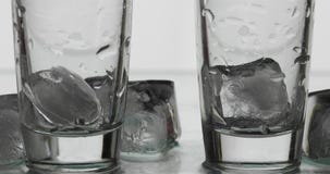 2 пустых съемки водки в стеклах с кубами льда o стоковая фотография 2 пустых съемки водки в стеклах с кубами льда o стоковая фотография