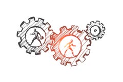 Работа, дело, автоматизация, HCI, концепция технологии Вектор нарисованный рукой изолированный иллюстрация штока Работа, дело, автоматизация, HCI, концепция технологии Вектор нарисованный рукой изолированный иллюстрация штока