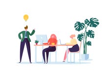 Работники офиса работая с компьютерами Плоские бизнесмены характеров с компьтер-книжкой Концепция организации работы команды иллюстрация штока Работники офиса работая с компьютерами Плоские бизнесмены характеров с компьтер-книжкой Концепция организации работы команды иллюстрация штока