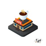 Равновеликий значок кафа кофейни, строя элемент города infographic, иллюстрация вектора Стоковое Фото Равновеликий значок кафа кофейни, строя элемент города infographic, иллюстрация вектора Стоковое Фото