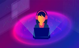 Равновеликая иллюстрация 3d программиста девушки кодируя проект используя компьютер Фрилансер программиста девушки или инженера с бесплатная иллюстрация Равновеликая иллюстрация 3d программиста девушки кодируя проект используя компьютер Фрилансер программиста девушки или инженера с бесплатная иллюстрация