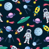 Разметьте космические корабли спутник и комету ракет ufo планет звезд космонавта на черной предпосылке Стоковая Фотография Разметьте космические корабли спутник и комету ракет ufo планет звезд космонавта на черной предпосылке Стоковая Фотография