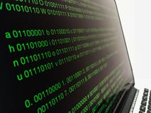 Разработка программного обеспечения бинарного кода Запись программируя кода на компьтер-книжке стоковая фотография rf Разработка программного обеспечения бинарного кода Запись программируя кода на компьтер-книжке стоковая фотография rf
