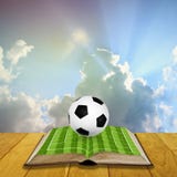 Раскройте хранят книгу с футболом, который Стоковое Изображение RF Раскройте хранят книгу с футболом, который Стоковое Изображение RF