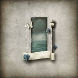 Расцветайте рамка с столбом лампы, бабочками и лентой переченя Стоковая Фотография Расцветайте рамка с столбом лампы, бабочками и лентой переченя Стоковая Фотография