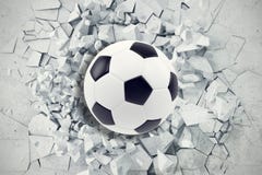 Резвитесь иллюстрация при футбольный мяч приходя в треснутую стену Треснутая конкретная предпосылка конспекта земли перевод 3d иллюстрация вектора Резвитесь иллюстрация при футбольный мяч приходя в треснутую стену Треснутая конкретная предпосылка конспекта земли перевод 3d иллюстрация вектора