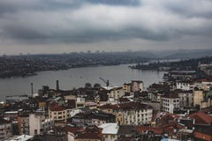 Река Босфора в Стамбуле как увидено от башни Galatea стоковая фотография rf Река Босфора в Стамбуле как увидено от башни Galatea стоковая фотография rf