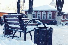 Река стенда улицы зимы стоковая фотография Река стенда улицы зимы стоковая фотография