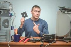 Ремонтник компьютера Инженер техника компьютера сервисная поддержка иллюстрации 3d стоковое фото Ремонтник компьютера Инженер техника компьютера сервисная поддержка иллюстрации 3d стоковое фото