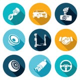 Ремонты автомобиля и установленные значки обслуживания также вектор иллюстрации притяжки corel иллюстрация штока Ремонты автомобиля и установленные значки обслуживания также вектор иллюстрации притяжки corel иллюстрация штока
