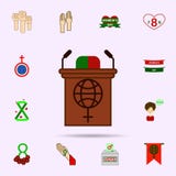 Речь, стойка, значок цвета трибуны Всеобщий набор 8-ое марта для дизайна вебсайта и развития, развития приложения иллюстрация штока Речь, стойка, значок цвета трибуны Всеобщий набор 8-ое марта для дизайна вебсайта и развития, развития приложения иллюстрация штока