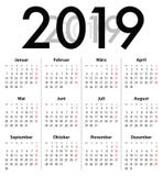 Решетка календаря Deutsch немца на 2019 MF иллюстрация штока Решетка календаря Deutsch немца на 2019 MF иллюстрация штока