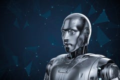 Робот гуманоида с графиком соединиться бесплатная иллюстрация Робот гуманоида с графиком соединиться бесплатная иллюстрация