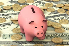 Розовая копилка с ложью bitcoin на предпосылке банкноты o иллюстрация вектора Розовая копилка с ложью bitcoin на предпосылке банкноты o иллюстрация вектора