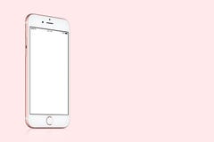 Розовый модель-макет iPhone 7 Яблока золота на твердой розовой предпосылке с космосом экземпляра стоковые фотографии rf Розовый модель-макет iPhone 7 Яблока золота на твердой розовой предпосылке с космосом экземпляра стоковые фотографии rf