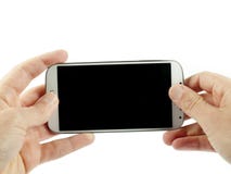 Рука держа современный белый smartphone стоковая фотография Рука держа современный белый smartphone стоковая фотография