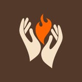 Руки держат огонь святого духа иллюстрация вектора Руки держат огонь святого духа иллюстрация вектора