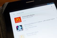 Рязань, Россия - 24-ое июня 2018: Значок McDonalds России на списке передвижных apps стоковая фотография Рязань, Россия - 24-ое июня 2018: Значок McDonalds России на списке передвижных apps стоковая фотография