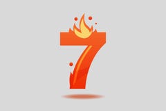 7 с красными пламенами и искрами иллюстрация штока 7 с красными пламенами и искрами иллюстрация штока
