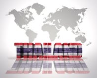 Слово Таиланд на предпосылке карты мира Стоковое Изображение RF Слово Таиланд на предпосылке карты мира Стоковое Изображение RF