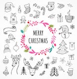С Рождеством Христовым - Doodle символы Xmas, рука нарисованные иллюстрации бесплатная иллюстрация С Рождеством Христовым - Doodle символы Xmas, рука нарисованные иллюстрации бесплатная иллюстрация