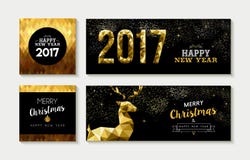 С Рождеством Христовым карточка 2017 золота и комплект знамени иллюстрация вектора С Рождеством Христовым карточка 2017 золота и комплект знамени иллюстрация вектора