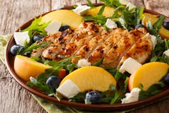 Салат фитнеса органический от зажаренной куриной грудки с персиками Стоковые Изображения Салат фитнеса органический от зажаренной куриной грудки с персиками Стоковые Изображения