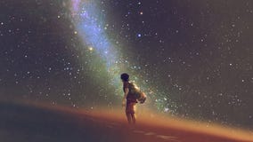 Самостоятельно под звёздным небом иллюстрация штока Самостоятельно под звёздным небом иллюстрация штока