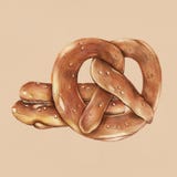 Свеже испеченная иллюстрация кренделей нарисованная вручную иллюстрация штока Свеже испеченная иллюстрация кренделей нарисованная вручную иллюстрация штока