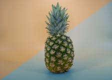 Свежий плод ананаса, современная синь orang backraund стоковые фотографии rf Свежий плод ананаса, современная синь orang backraund стоковые фотографии rf