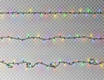 Света рождества шнуруют безшовный вектор Прозрачное изолированное украшение влияния цвета Реалистическое Chr иллюстрация штока Света рождества шнуруют безшовный вектор Прозрачное изолированное украшение влияния цвета Реалистическое Chr иллюстрация штока