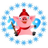Свинья веселого рождества с щеткой Свинья веселого рождества с щеткой иллюстрация штока Свинья веселого рождества с щеткой Свинья веселого рождества с щеткой иллюстрация штока