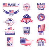 Сделанный в США Флаг сделал Америкой американские штаты значок продукта флагов качественный патриотический стикер ленты звезды эм иллюстрация вектора Сделанный в США Флаг сделал Америкой американские штаты значок продукта флагов качественный патриотический стикер ленты звезды эм иллюстрация вектора