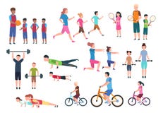 Семья играя спорт Фитнес людей работая и jogging Вектор персонажей из мультфильма образов жизни спорта активный бесплатная иллюстрация Семья играя спорт Фитнес людей работая и jogging Вектор персонажей из мультфильма образов жизни спорта активный бесплатная иллюстрация
