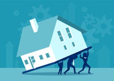 Семья нося тяжелую ипотечную задолженность бесплатная иллюстрация Семья нося тяжелую ипотечную задолженность бесплатная иллюстрация