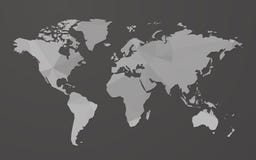 Серая пустая карта мира на черной предпосылке Серая пустая карта мира на черной предпосылке