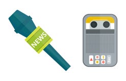 Сеть ТВ музыки интервью вектора диктафона магнитофона микрофона изолированная значком передавая вокальное радио голоса выставки и Стоковые Фотографии RF Сеть ТВ музыки интервью вектора диктафона магнитофона микрофона изолированная значком передавая вокальное радио голоса выставки и Стоковые Фотографии RF