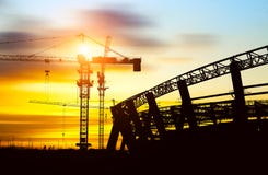 Силуэт строительной площадки стоковые изображения rf Силуэт строительной площадки стоковые изображения rf