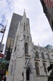 Силуэт собора St. Patrick от центра города Манхаттана в Нью-Йорке в Соединенных Штатах стоковые фотографии rf Силуэт собора St. Patrick от центра города Манхаттана в Нью-Йорке в Соединенных Штатах стоковые фотографии rf