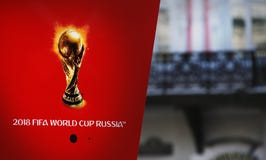Символизм кубок мира 2018 ФИФА на красной предпосылке Стоковая Фотография RF Символизм кубок мира 2018 ФИФА на красной предпосылке Стоковая Фотография RF