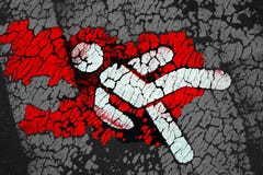 Символический пешеходный значок с красной кровью как пятна стоковые фотографии rf Символический пешеходный значок с красной кровью как пятна стоковые фотографии rf