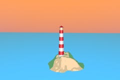 Сиротливый маяк на острове бесконечной предпосылкой моря иллюстрация вектора Сиротливый маяк на острове бесконечной предпосылкой моря иллюстрация вектора