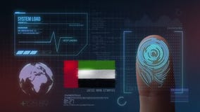 Система опознавания отпечатка пальцев биометрическая просматривая Национальность Объениненных Арабских Эмиратов стоковая фотография Система опознавания отпечатка пальцев биометрическая просматривая Национальность Объениненных Арабских Эмиратов стоковая фотография